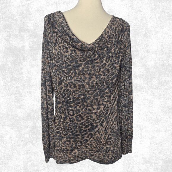Calvin Klein Snakeskin Blouse – Size L – Animal Print Tie-Neck Top - Picture 4 of 4